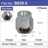 Chrome Nuts pk5 B630-5 - Nice Products | Universal Auto Spares