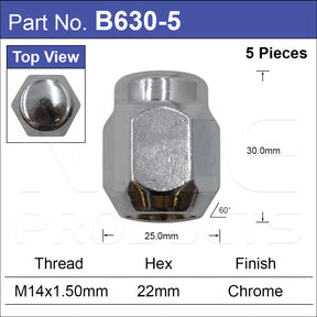 Chrome Nuts pk5 B630-5 - Nice Products | Universal Auto Spares