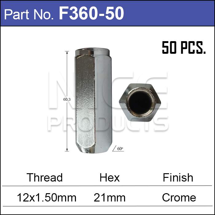 Chrome Nuts pk50 F360-50 - Nice Products | Universal Auto Spares
