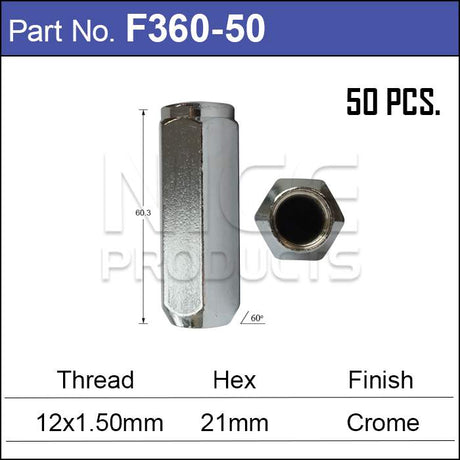 Chrome Nuts pk50 F360-50 - Nice Products | Universal Auto Spares
