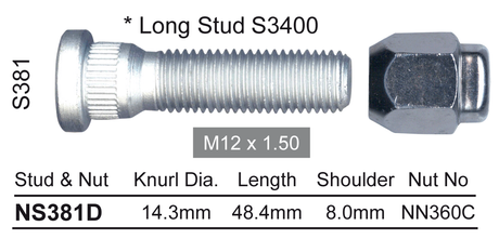 Stud & Nut NS381D - Nice Products | Universal Auto Spares