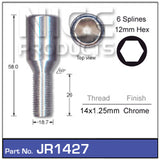 Chrome Wheel Bolt JR1427 - Nice Products | Universal Auto Spares