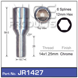 Chrome Wheel Bolt JR1427 - Nice Products | Universal Auto Spares