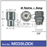 Lock Nuts (set of 4) M038LOCK - Nice Products | Universal Auto Spares