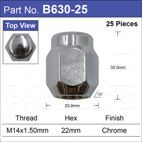 Chrome Nuts pk25 B630-25 - Nice Products | Universal Auto Spares