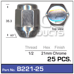 Chrome Nuts pk25 B221-25 - Nice Products | Universal Auto Spares