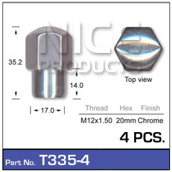 Wheel Nuts pk4 T335-4 - Nice Products | Universal Auto Spares