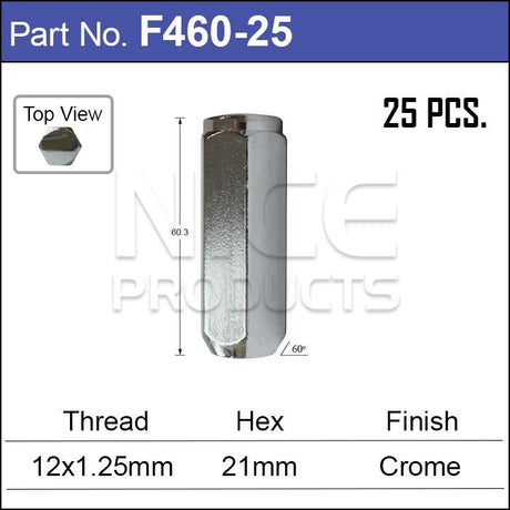 Chrome Nuts pk25 F460-25 - Nice Products | Universal Auto Spares