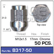 Chrome Nuts pk50 B317-50 - Nice Products | Universal Auto Spares
