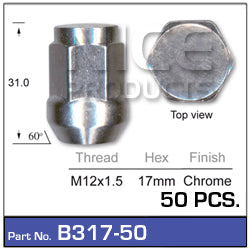 Chrome Nuts pk50 B317-50 - Nice Products | Universal Auto Spares