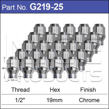 Chrome Nuts pk25 G219-25 - Nice Products | Universal Auto Spares