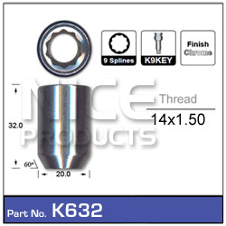 Chrome Nut K632 - Nice Products | Universal Auto Spares