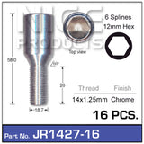 Chrome Wheel Bolts JR1427-16 - Nice Products | Universal Auto Spares
