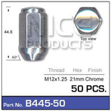 Chrome Nuts pk50 B445-50 - Nice Products | Universal Auto Spares
