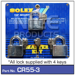 Padlock 55mm pk 3 CR55-3 - Nice Products | Universal Auto Spares