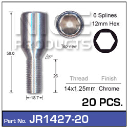 Chrome Wheel Bolts JR1427-20 - Nice Products | Universal Auto Spares