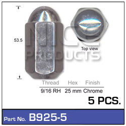 Chrome Nuts PK5 B925-5 - Nice Products | Universal Auto Spares