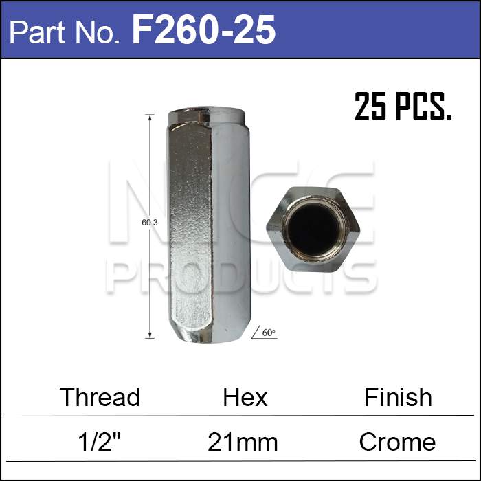 Chrome Nuts pk25 F260-25 - Nice Products | Universal Auto Spares