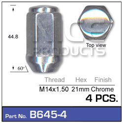 Chrome Nuts B645-4 - Nice Products | Universal Auto Spares