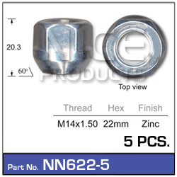 Wheel Nut NN622-5 - Nice Products | Universal Auto Spares
