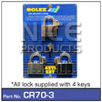 Padlock 70mm pk 3 CR70-3 - Nice Products | Universal Auto Spares