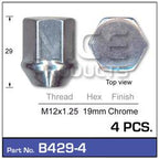 ChromE Nuts pk4 B429-4 - Nice Products | Universal Auto Spares