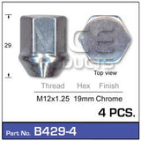 ChromE Nuts pk4 B429-4 - Nice Products | Universal Auto Spares