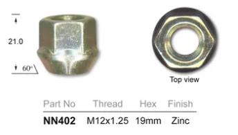 Wheel nuts pk100 NN402-100 - Nice Products | Universal Auto Spares