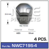 Wheel Nut Cover Silver pk 4 NWC719S-4 - Nice Products | Universal Auto Spares