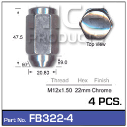 Chrome Nuts pk4 FB322-4 - Nice Products | Universal Auto Spares