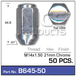 Chrome Nuts pk50 B645-50 - Nice Products | Universal Auto Spares