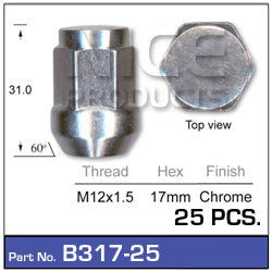 Chrome Nuts pk25 B317-25 - Nice Products | Universal Auto Spares