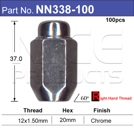 Wheel Nuts NN338-100 - Nice Products | Universal Auto Spares