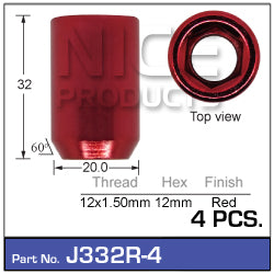 Red Nuts pk4 J332R-4 - Nice Products | Universal Auto Spares