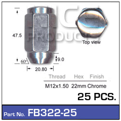 Chrome Nuts pk25 FB322-25 - Nice Products | Universal Auto Spares
