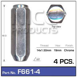 Chrome Nuts pk4 F661-4 - Nice Products | Universal Auto Spares