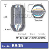 Chrome Nuts pk100 B645-100 - Nice Products | Universal Auto Spares