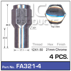 Chrome Nuts pk4 FA321-4 - Nice Products | Universal Auto Spares