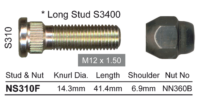 Stud & Nut NS310F - Nice Products | Universal Auto Spares