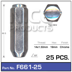 Chrome Nuts pk25 F661-25 - Nice Products | Universal Auto Spares