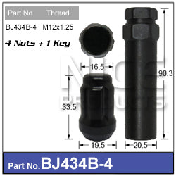 Lock Nuts Black (4) BJ434B-4 - Nice Products | Universal Auto Spares