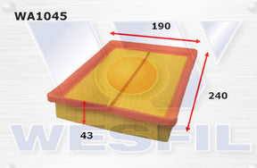 Air Filter A1410 Fits Hyundai/Kia WA1045 - Wesfil