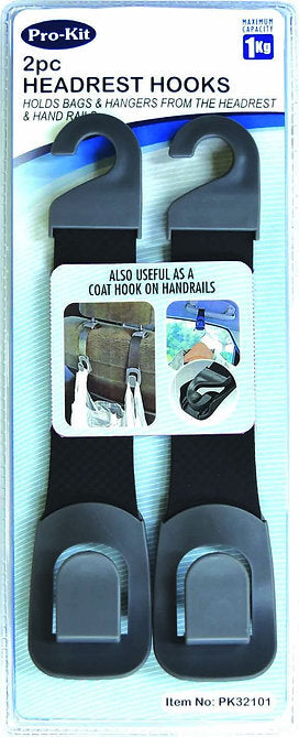 2 Pieces Headrest Hook Organiser (Holds Bags & Items) - PKTool | Universal Auto Spares