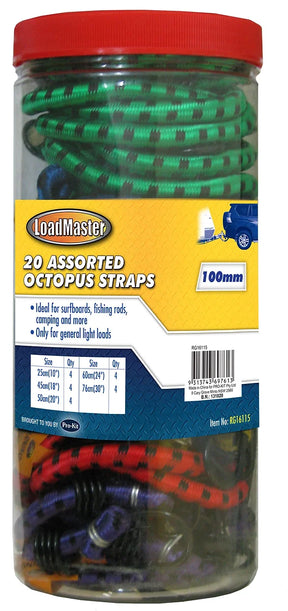 20 Pieces Assorted Octopus Straps, UV & Abrasion Resistant - LoadMaster