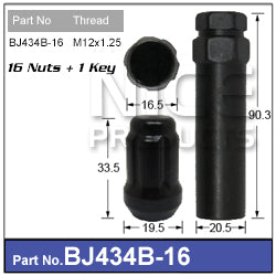 Lock Nuts Black (16) BJ434B-16 - Nice Products | Universal Auto Spares