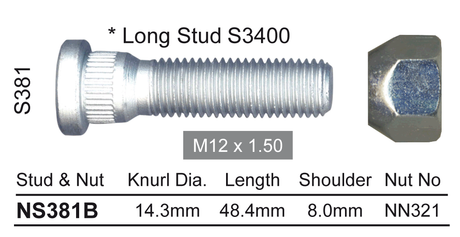 Stud & Nut NS381B - Nice Products | Universal Auto Spares