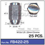 Chrome Nuts pk25 FB422-25 - Nice Products | Universal Auto Spares