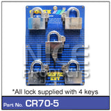 Padlock 70mm pk 5 CR70-5 - Nice Products | Universal Auto Spares
