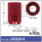 Red Nuts J432R-4 - Nice Products | Universal Auto Spares