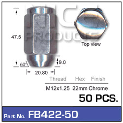Chrome Nuts pk50 FB422-50 - Nice Products | Universal Auto Spares